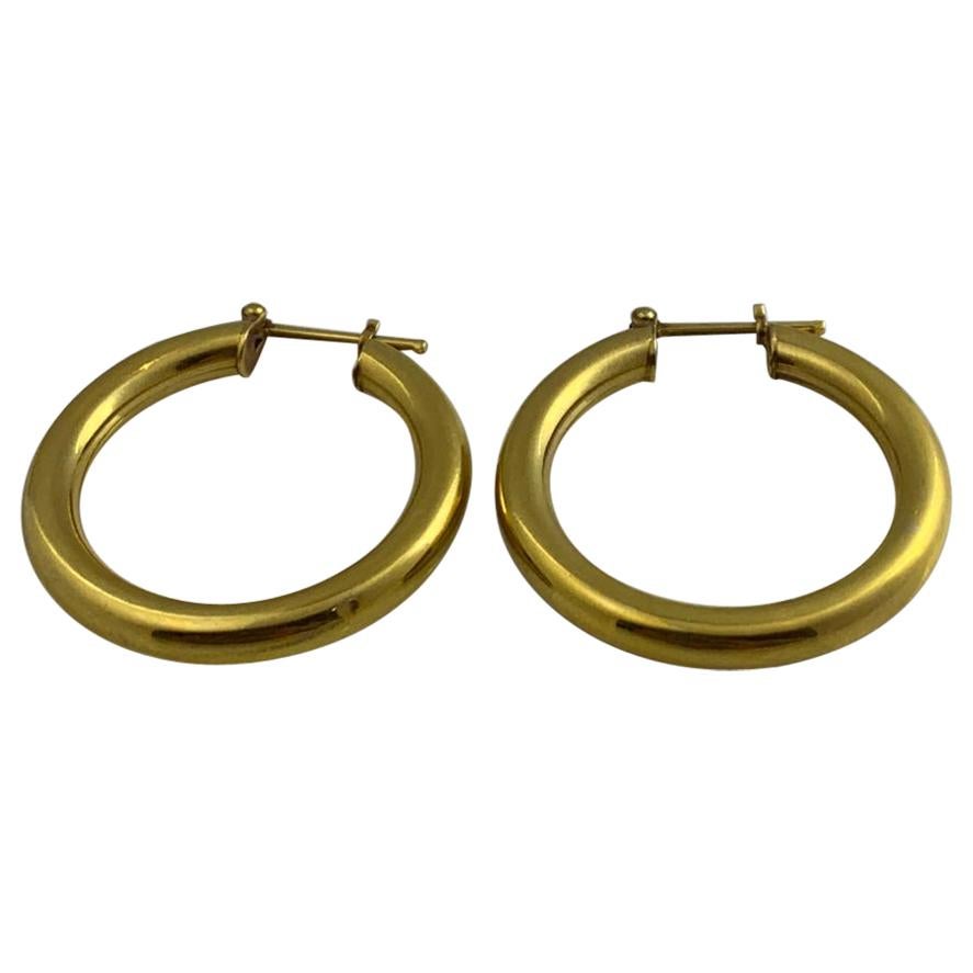 14 Karat Gold Medium Hoop Earring, 8.3 Grams For Sale