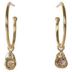 Mon Pilar Boucles d'oreilles en or 14 carats avec breloques en forme de tranches de diamants
