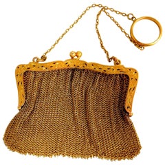 14 Karat Gold Mesh Purse Antique Prime