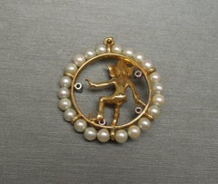 14 Karat Gold Mischievous Devil Elf Circle Pendant