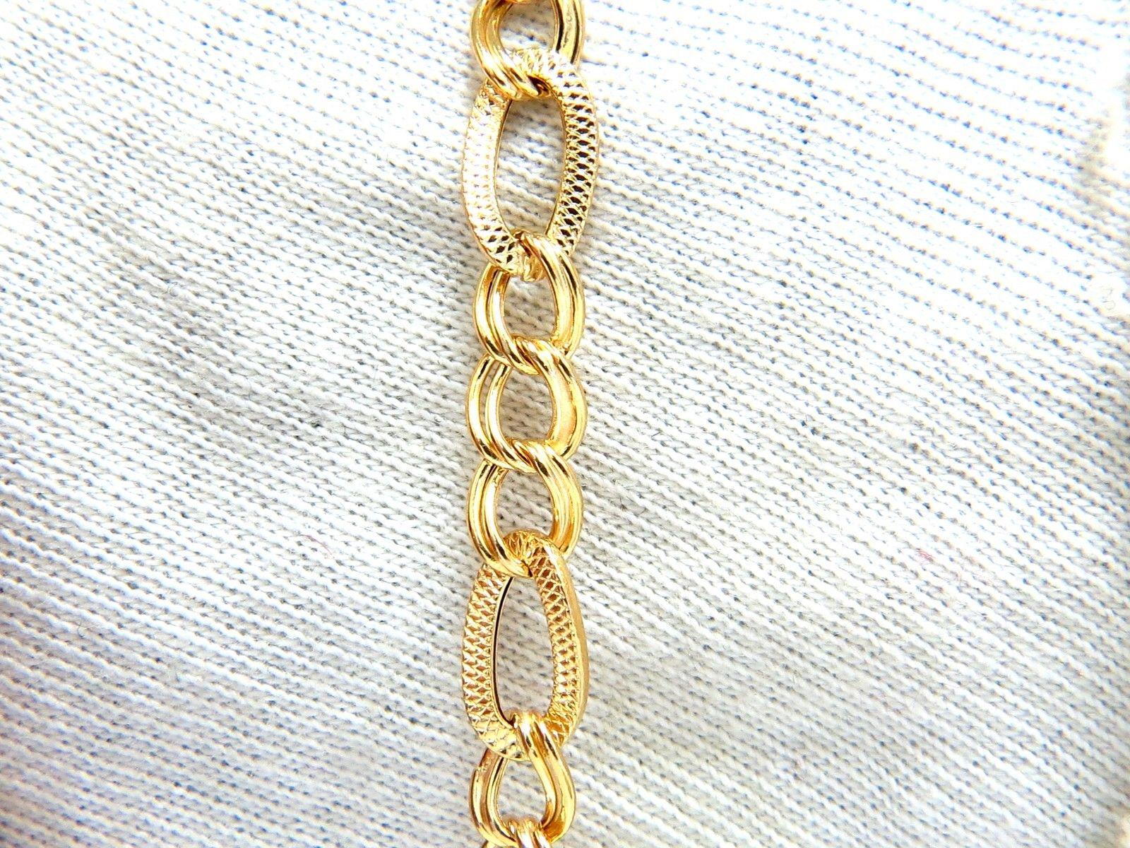 Mod Curb Link Necklace:

24 Inches (wearable length)

 6.4mm

14kt. yellow gold 

14.6 Grams.