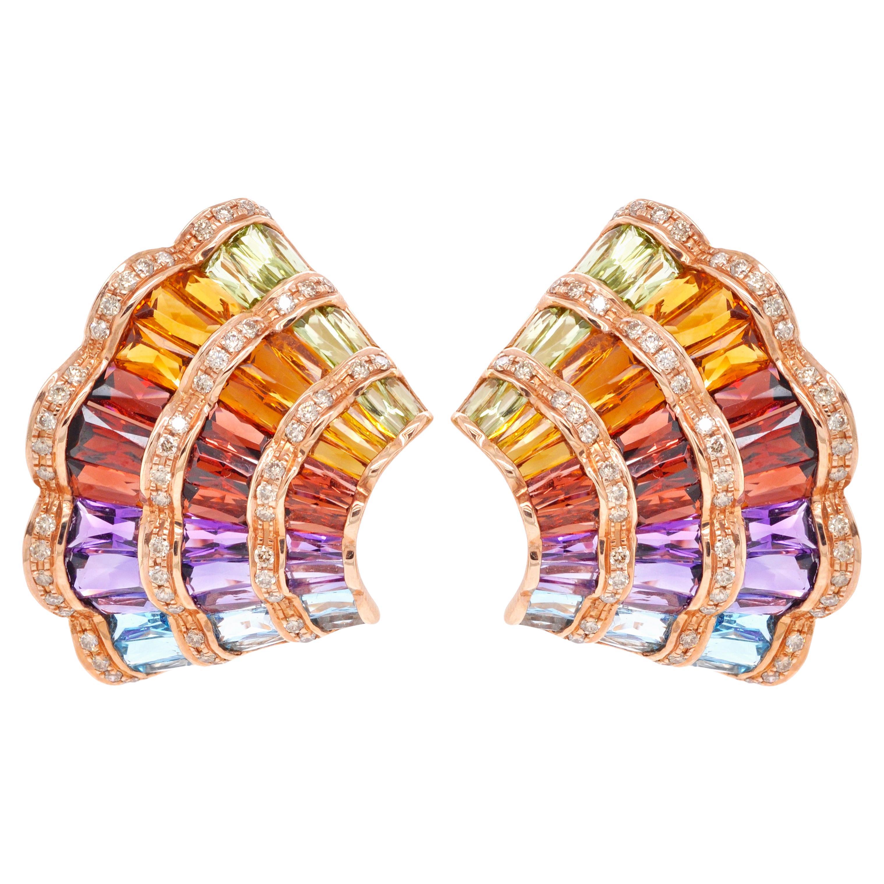 Le Vian Neopolitan Oval Opal Rainbow Sapphire Halo Diamond Earrings – Ben  Garelick