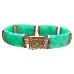 14 Karat Gold Natural Jade Bracelet