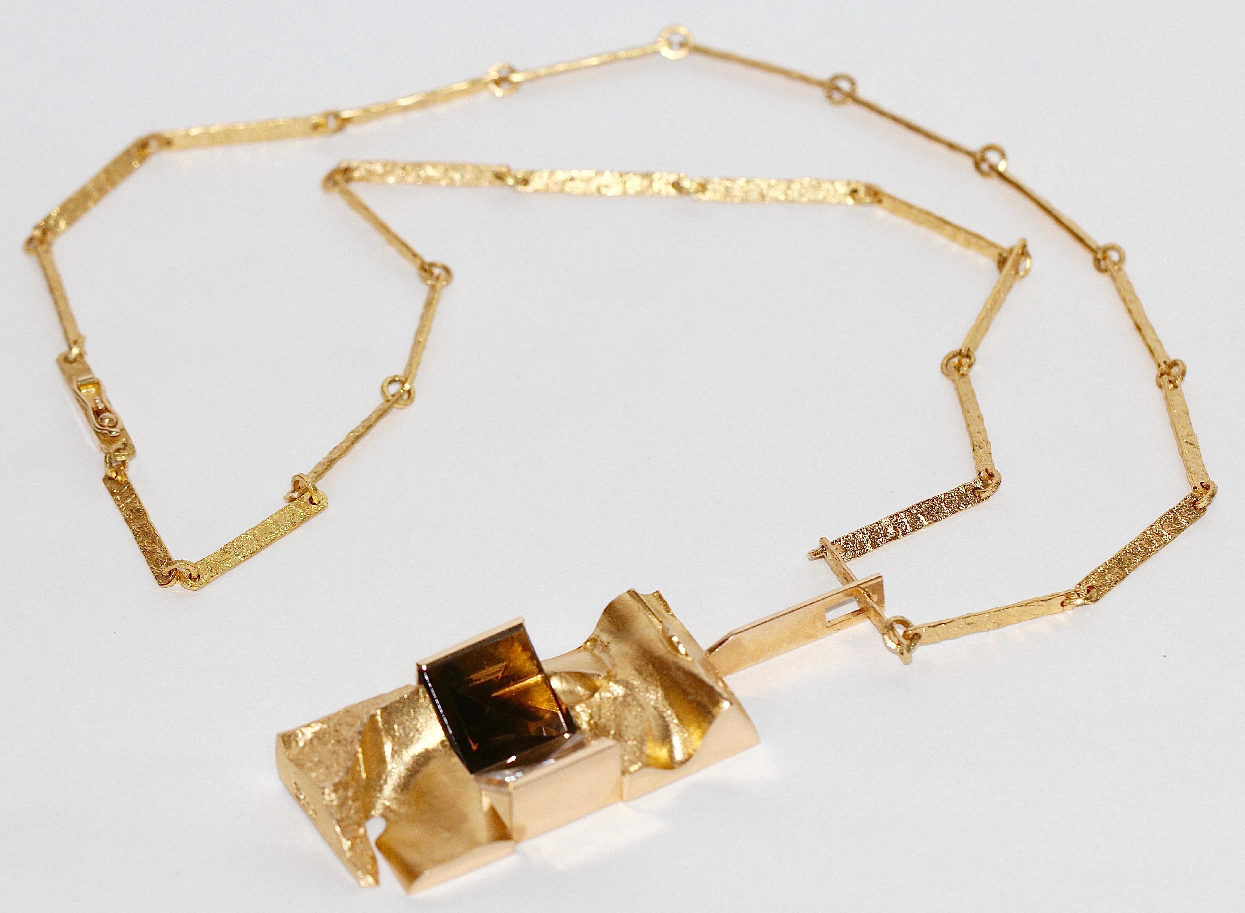 14 Karat Gold Necklace Pendant Lapponia Design Björn Weckström with Bracelet 1