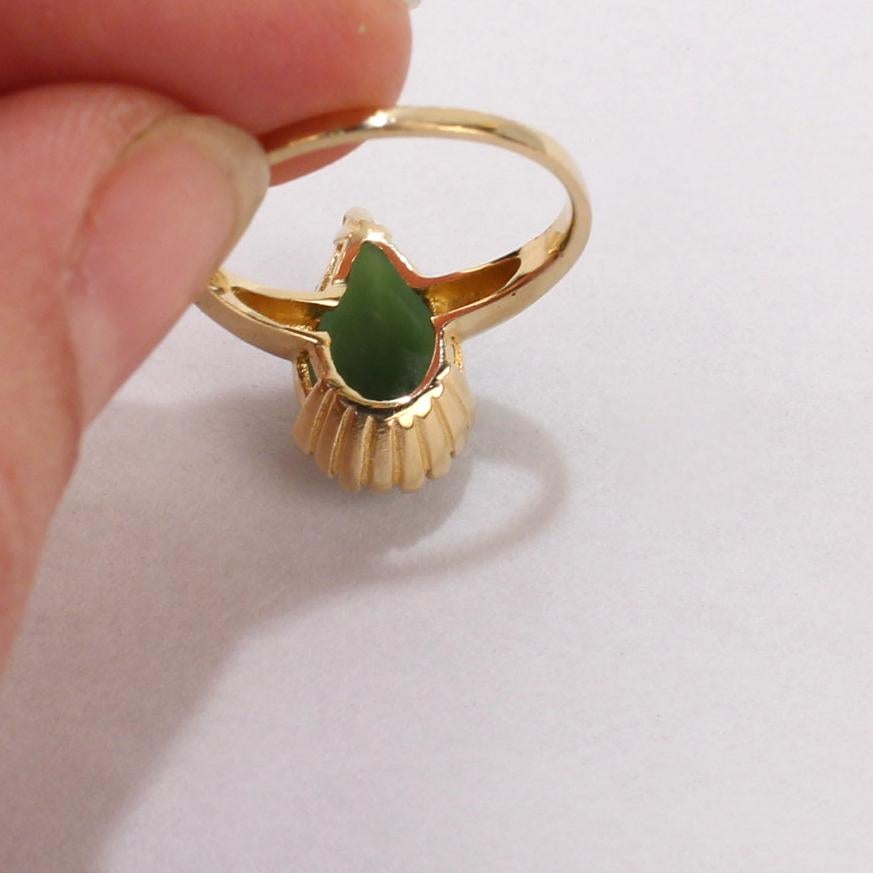 14 Karat Gold and Nephrite Jade Cocktail Ring For Sale 1