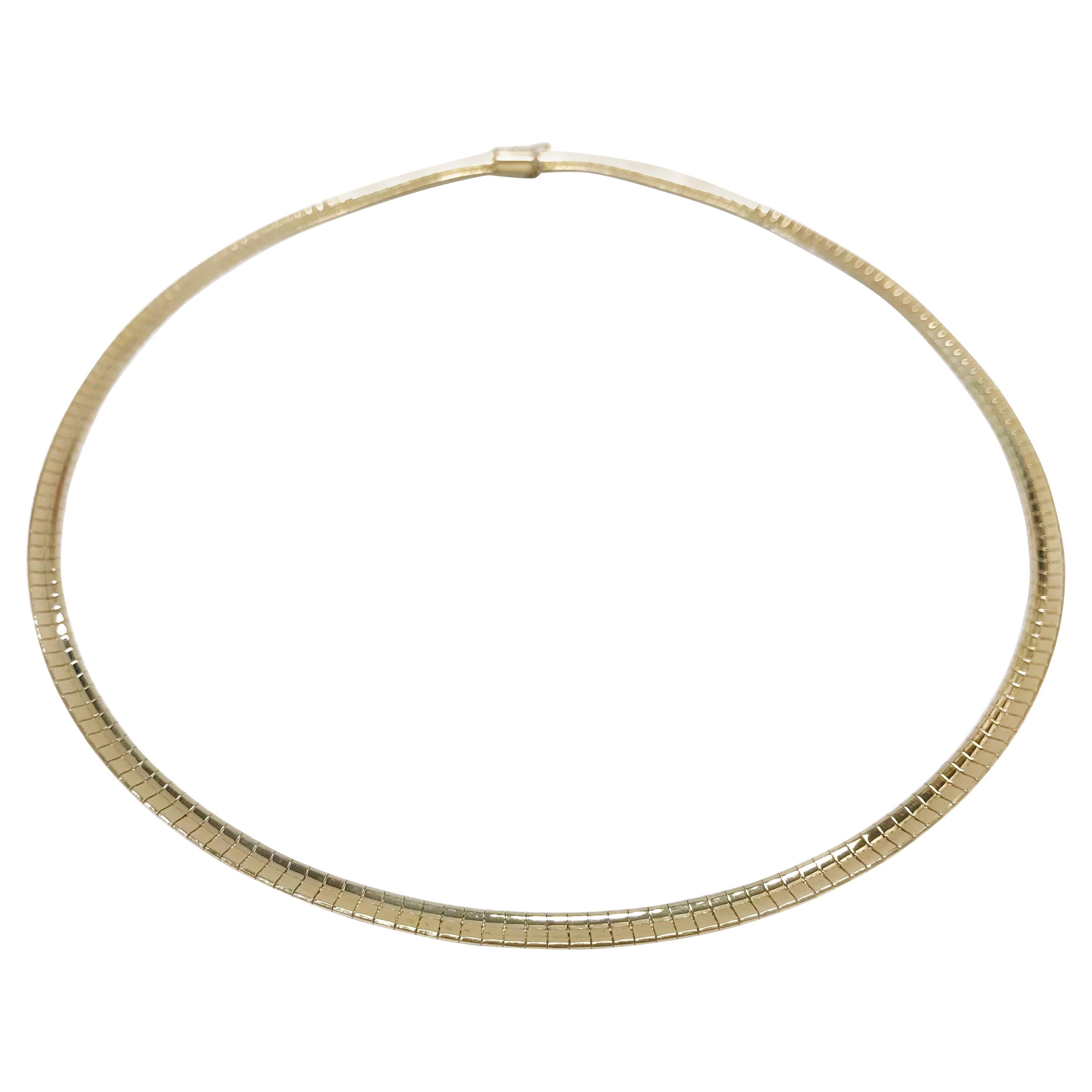 Yellow Gold Omega Necklace For Sale