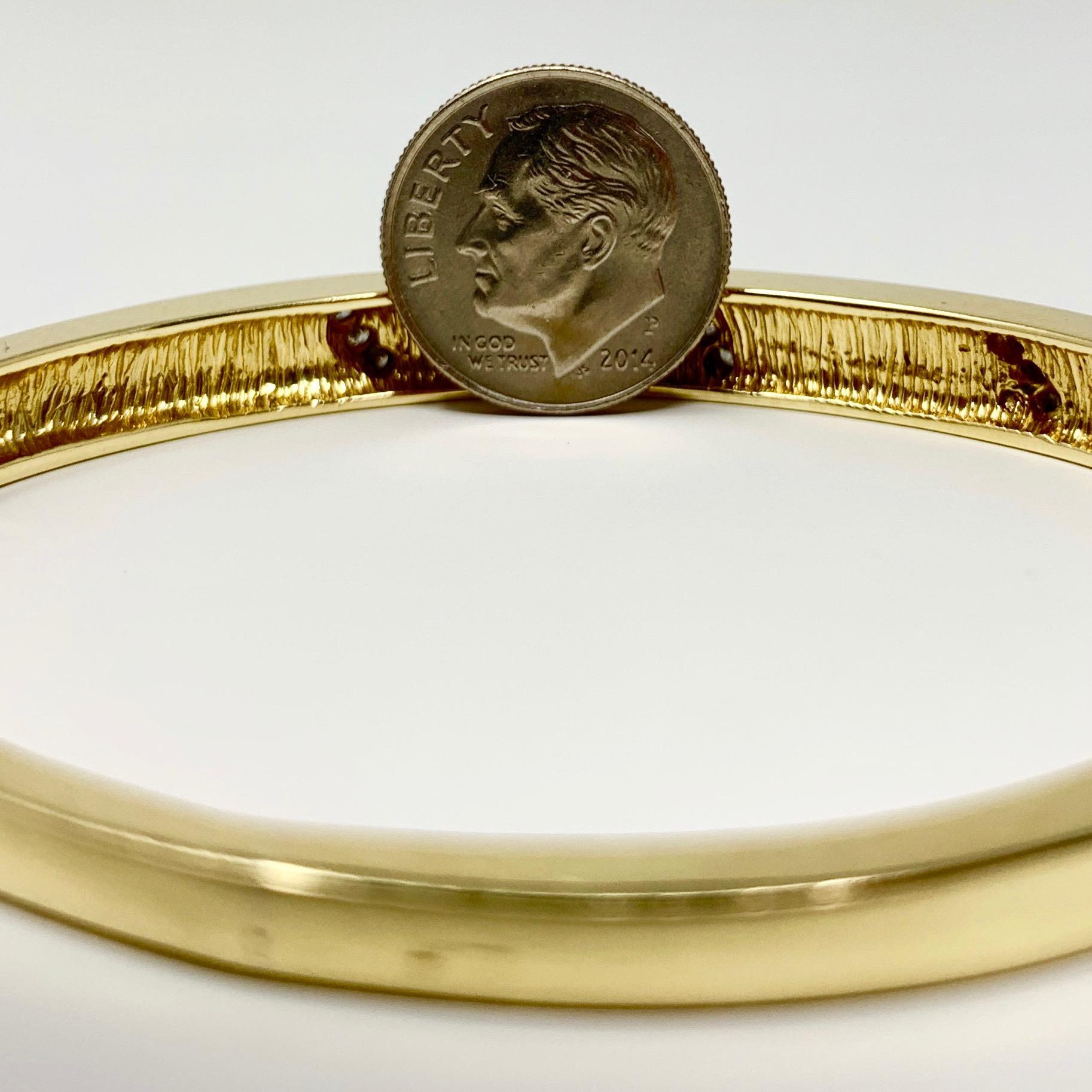 Women's 14 Karat Gold Onxy Mother of Pearl and Diamond Inlay Bangle Bracelet