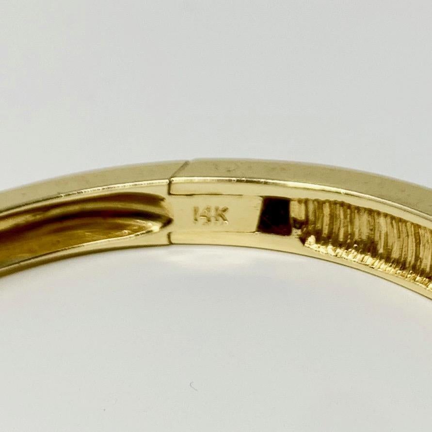 14 Karat Gold Onxy Mother of Pearl and Diamond Inlay Bangle Bracelet 3
