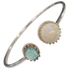 14 Karat Gold Opal and Blue Topaz Bracelet