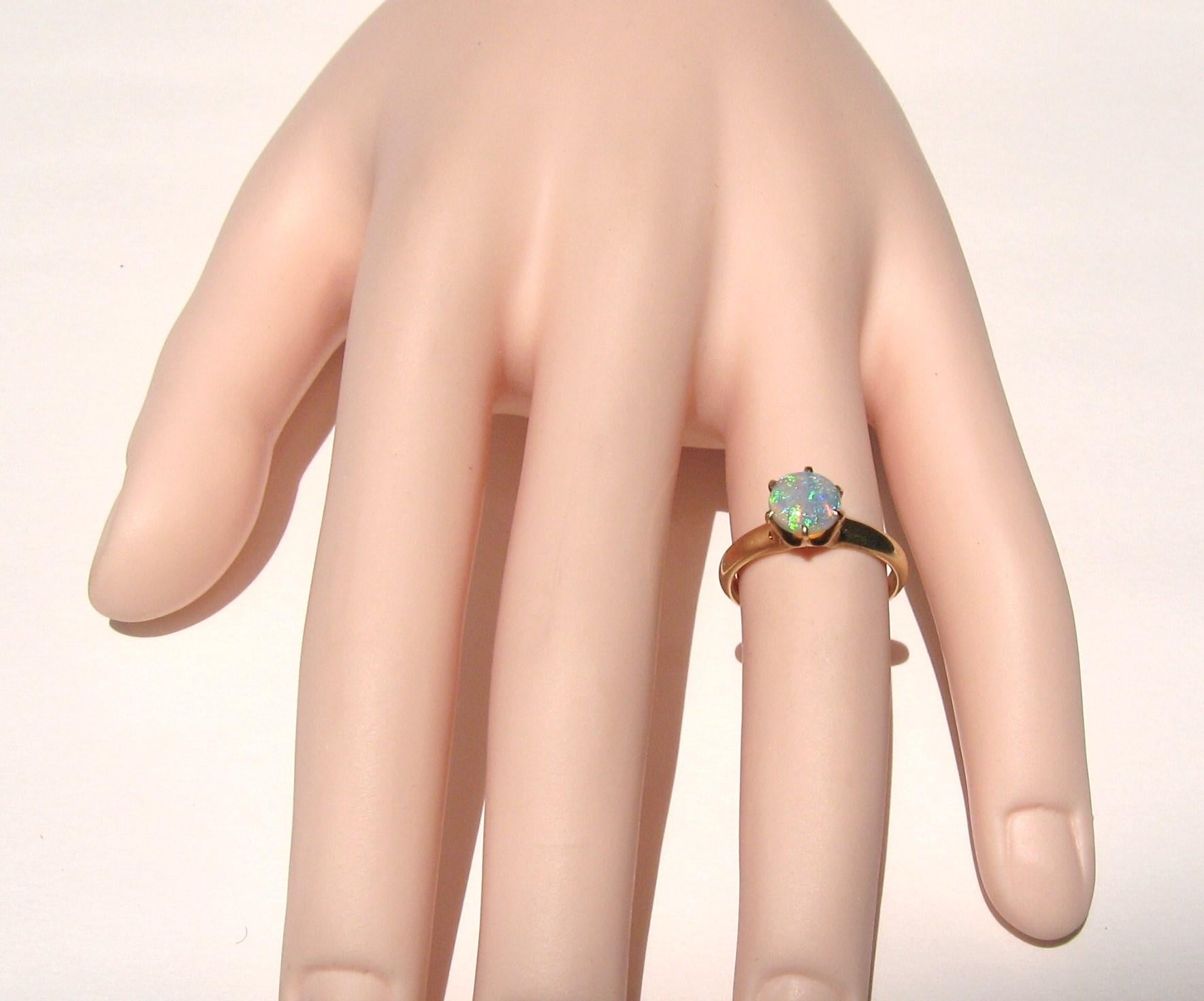 Women's 14 Karat Gold Opal Claw Set Ring For Sale
