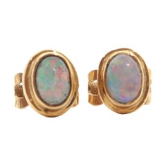 14 Karat Gold Opal Stud Earrings