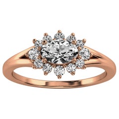 14 Karat Gold Organic Design Elongated Cushion Diamond Ring Center, 1/2 Carat