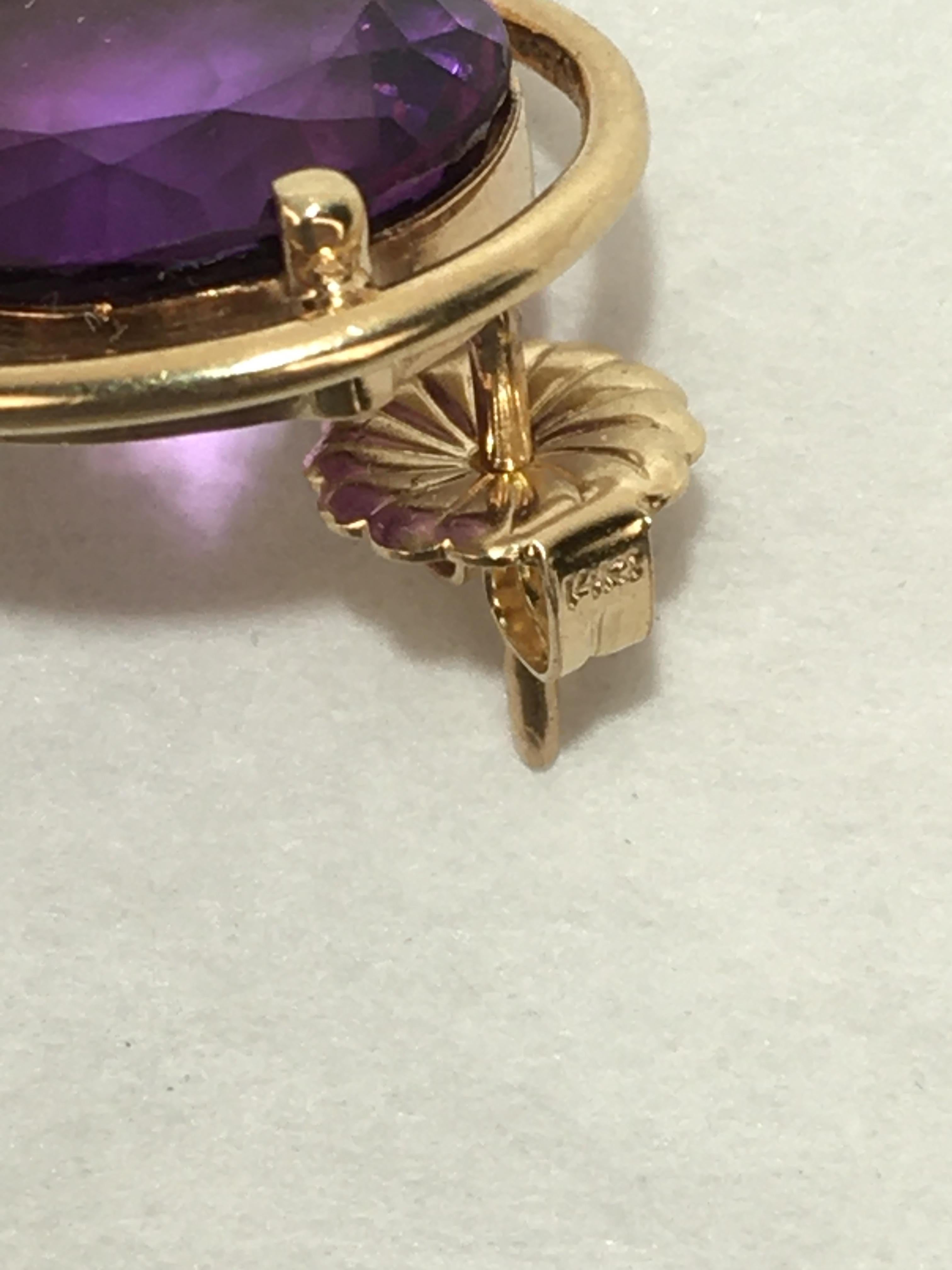 Women's 14 Karat Gold and Oval-Cut Purple Spinel Earrings For Sale