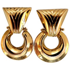 14 Karat Gold Patterned Dangle Earrings