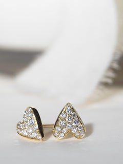 14 Karat Gold Pavé Heart Stud Earrings by Mon Pilar