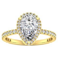 14 Karat Gold Pear Diamond Halo Pavé 2 Carat Center 
2.45 Carat
 E VS2 GIA