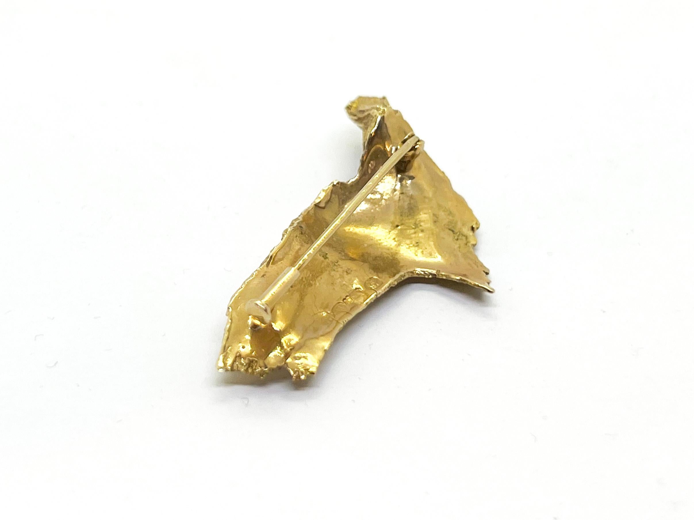 14 Karat Gold Perlenbrosche Helky Juvonen Design Finnland Lappland Magic im Zustand „Gut“ im Angebot in Orimattila, FI