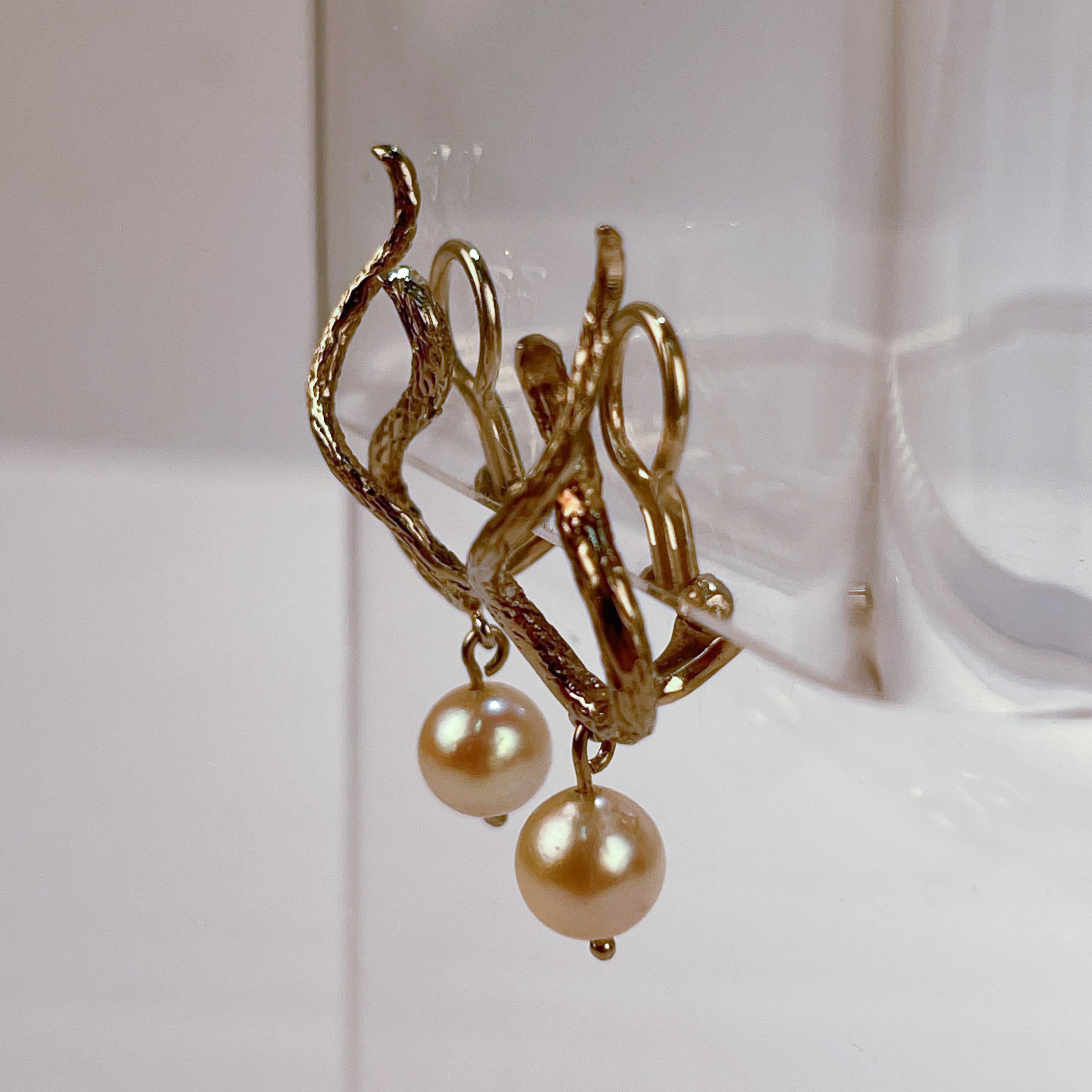 14 Karat Gold and Pearl Clip-On Earrings For Sale 1