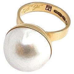 Vintage 14 Karat Gold Pearl Ring Made in Finland in 1967
