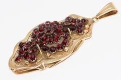 14 Karat Gold Pendant, Enhancer, with Antique Bohemian Garnet