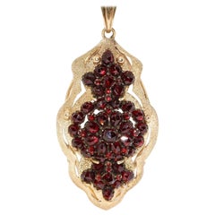 14 Karat Gold Pendant, Enhancer, with Antique Bohemian Garnet