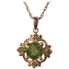 14 Karat Gold Peridot Mexican Pendant Necklace