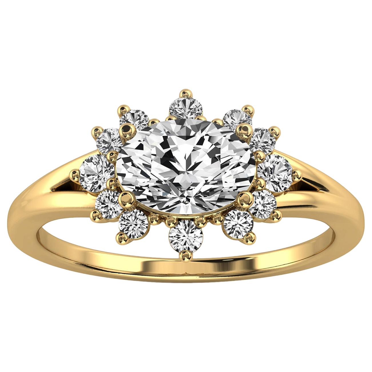 14 Karat Gold Petite Organic Design Cushion Diamond Ring Center, 3/4 Carat