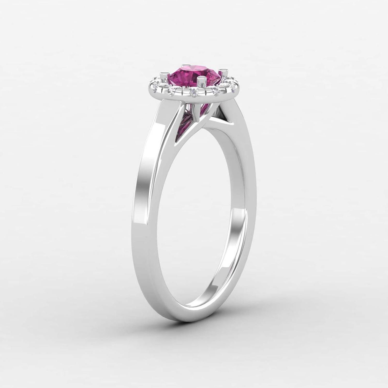 Modern 14 Karat Gold Pink Tourmaline Ring / Diamond Solitaire Ring / Ring for Her For Sale