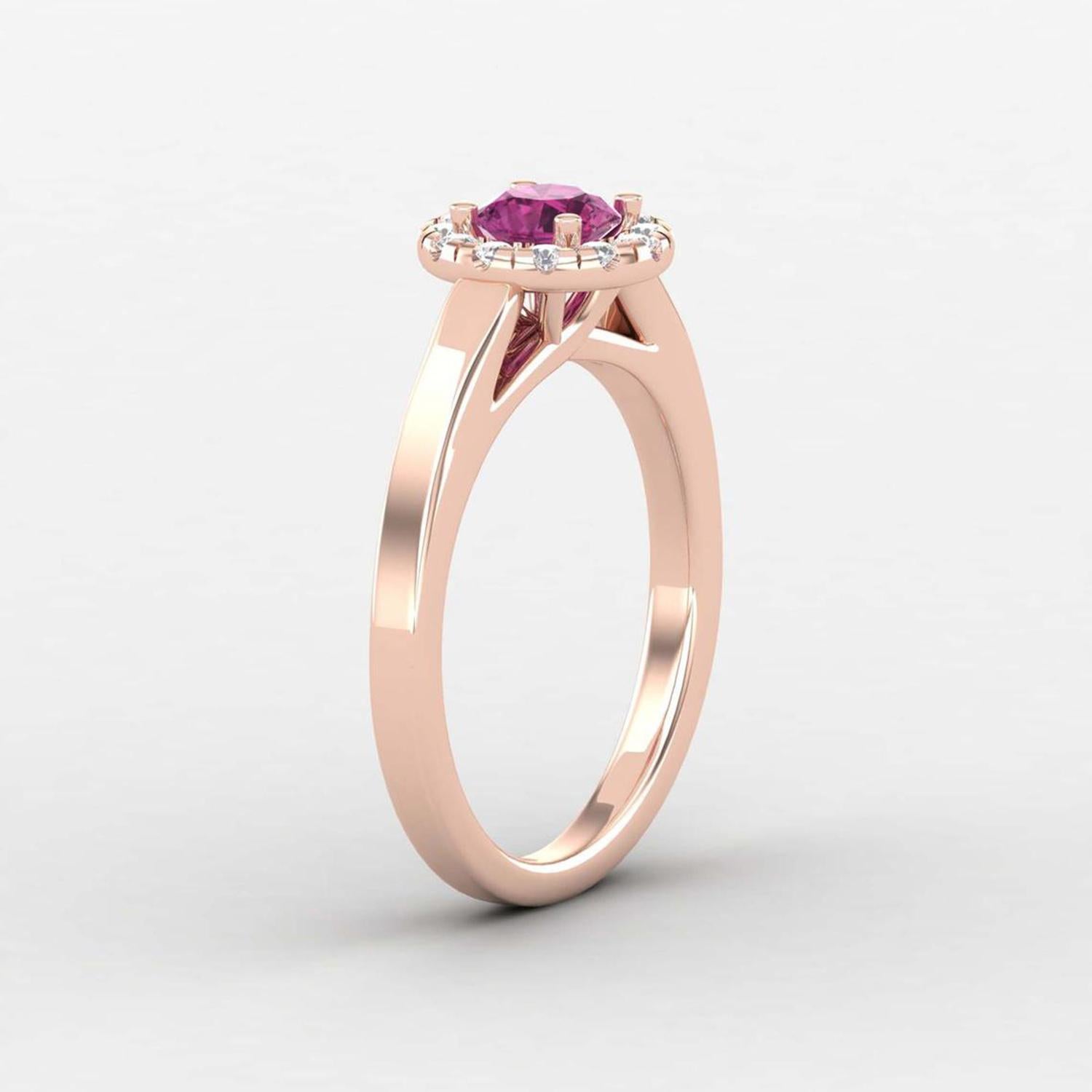 14 Karat Gold Pink Tourmaline Ring / Diamond Solitaire Ring / Ring for Her In New Condition For Sale In Jaipur, RJ