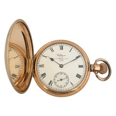 14 Karat Gold-Plated Full Hunter Dennison Case Marquis Waltham Mass Pocket Watch