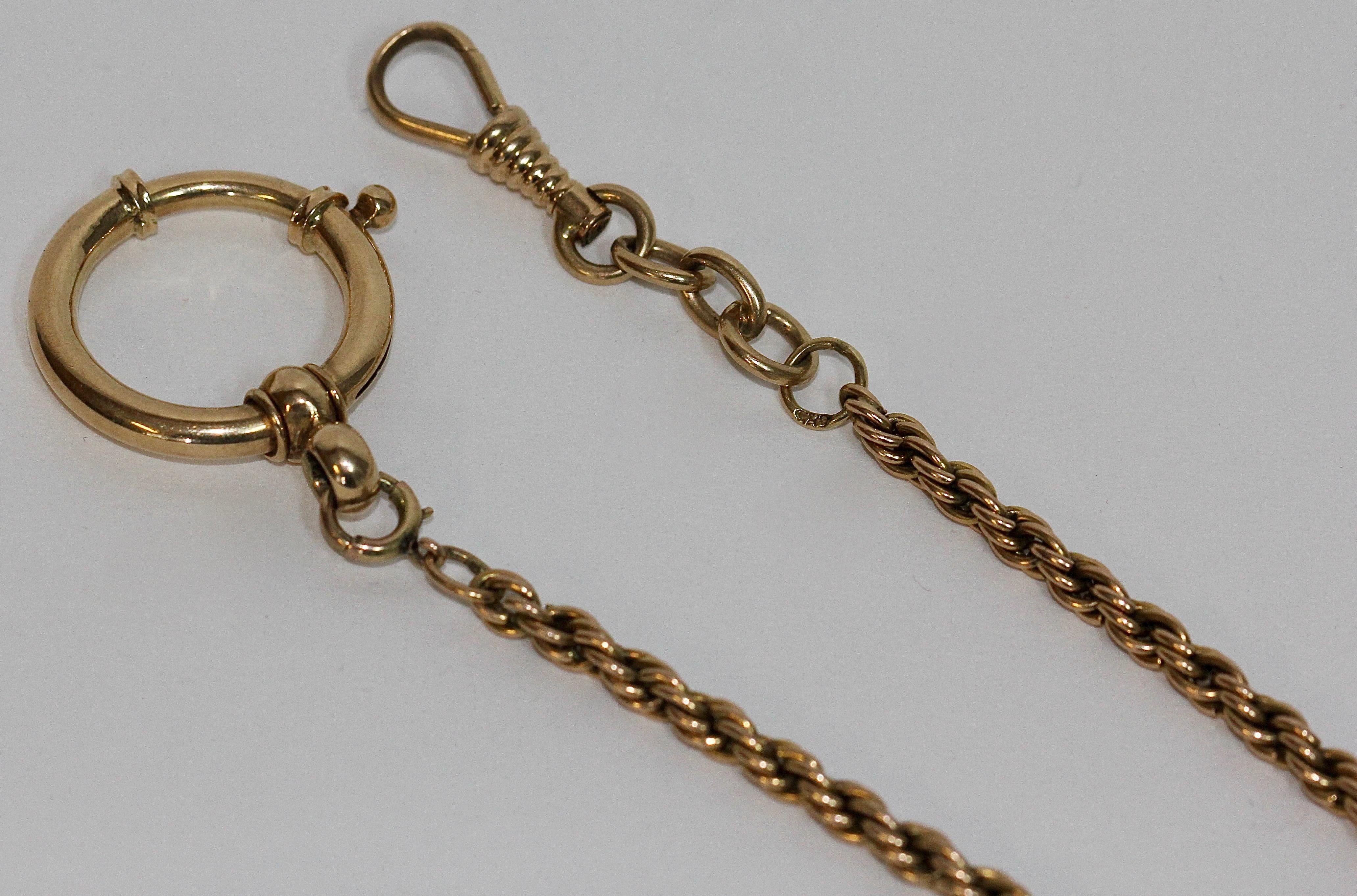 14k Gold Pocket watch chain. 31 grams.

Hallmarked.
