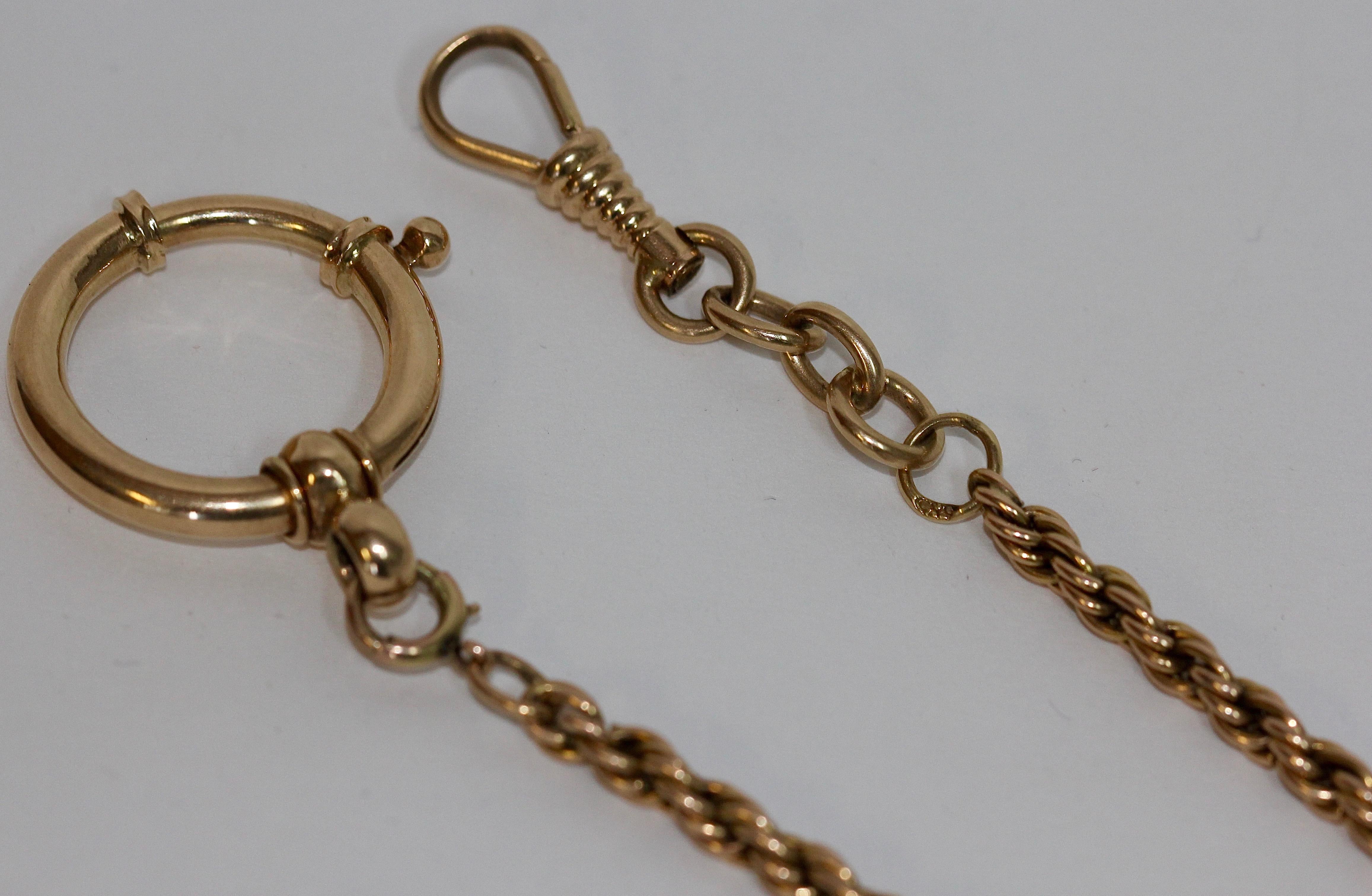Women's or Men's 14 Karat Gold, Pocket Watch Chain, 31 Grams