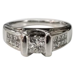 14 Karat Gold Princess Cut Diamond with Invisible Set Princess Cut Diamonds