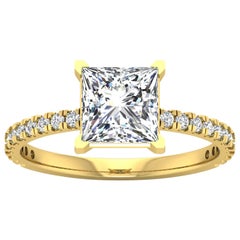 14 Karat Gold Princess Diamond with Pavé 2 Carat Center 
2.3 Carat
 F SI1 GIA