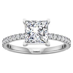 14 Karat Gold Princess Diamond with Pavé 2 Carat Center 
2.3 Carat
 F SI1 GIA