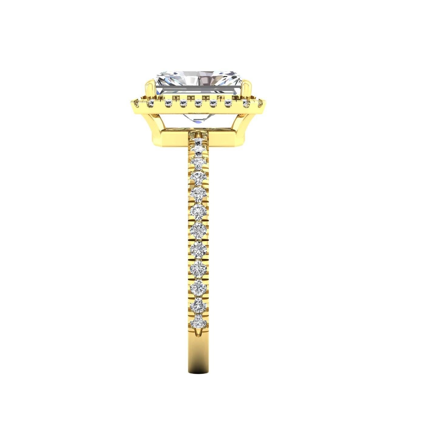 For Sale:  14 Karat Gold Radiant Diamond Halo Pavé 2 Carat Center '2.45 Carat' F SI1 GIA 4