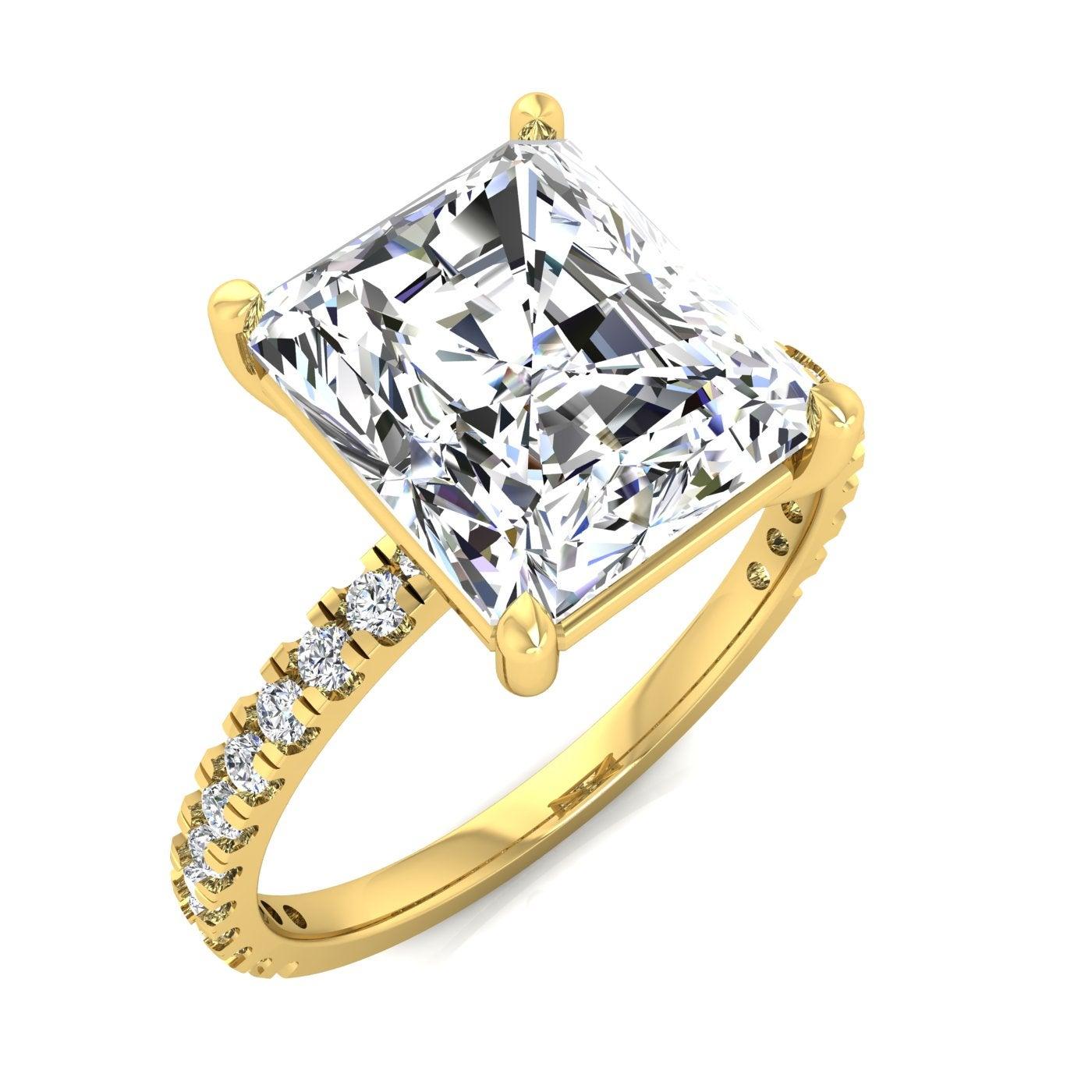 For Sale:  14 Karat Gold Radiant Diamond with Pavé 3 Carat Center '3.3 Carat' E SI1 GIA 2