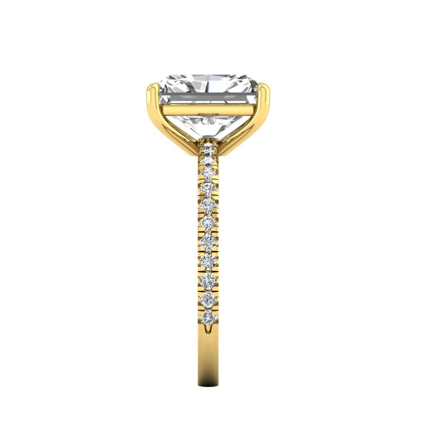 For Sale:  14 Karat Gold Radiant Diamond with Pavé 3 Carat Center '3.3 Carat' E SI1 GIA 4