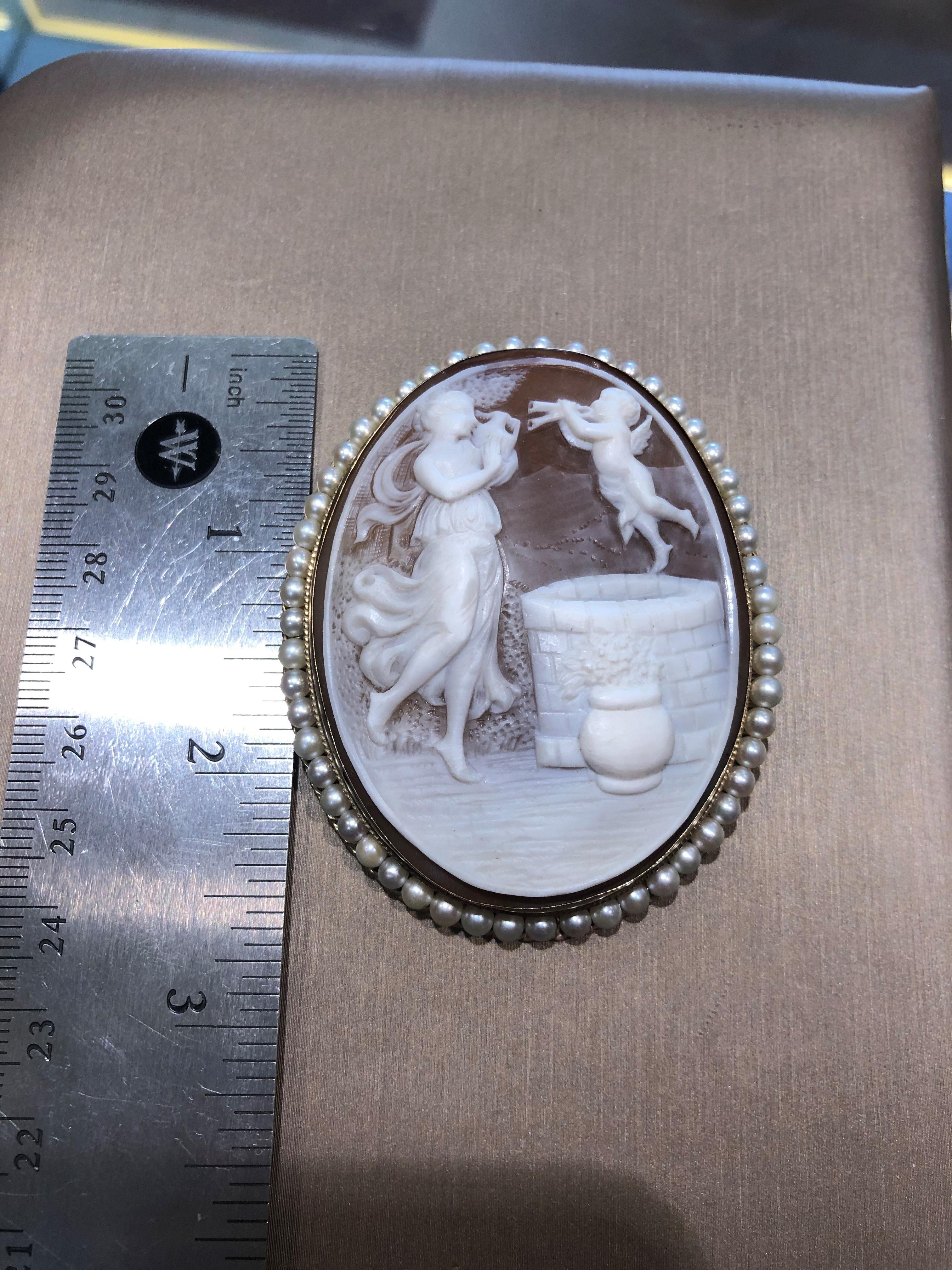 Women's or Men's 14 Karat Gold Rebecca at the Well Cameo