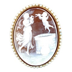 Vintage 14 Karat Gold Rebecca at the Well Cameo