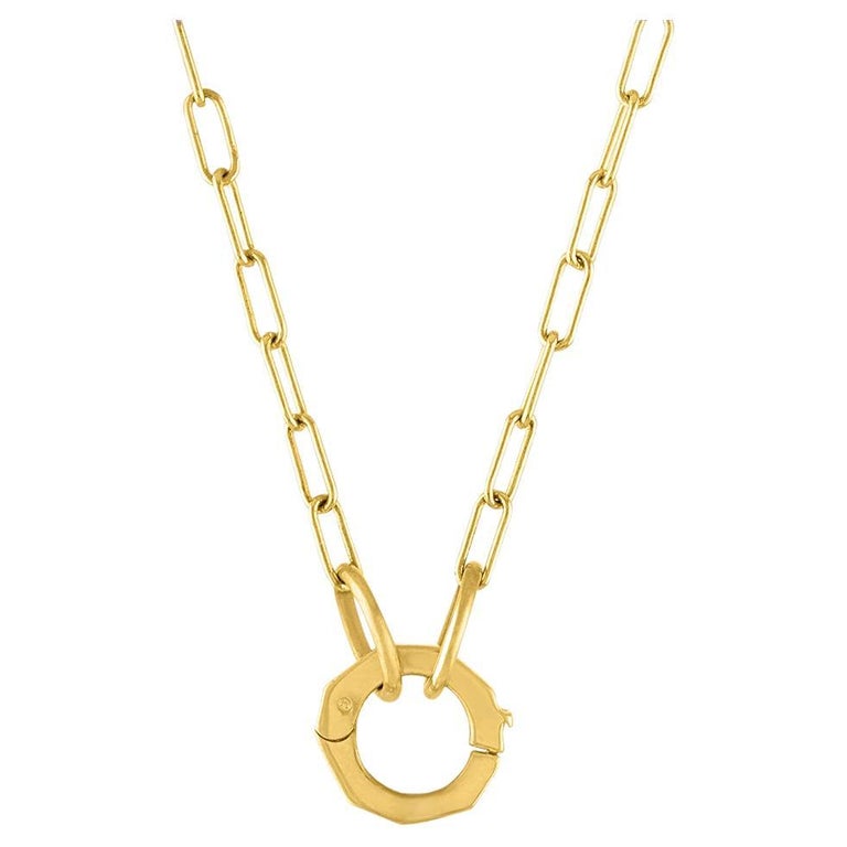 14K Gold Round Enhancer Thick Flat Oval Rolo Link Lariat Chain