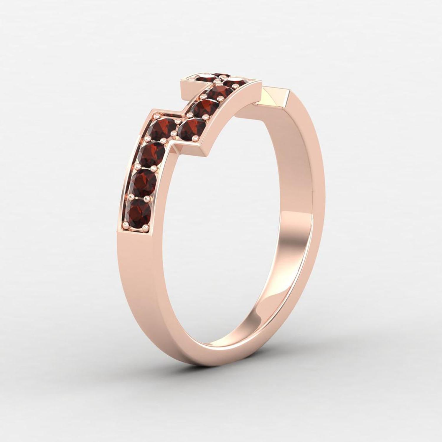 14 Karat Gold Roter Granat-Ring / Januar Geburtsstein-Ring für Ihr (Moderne) im Angebot