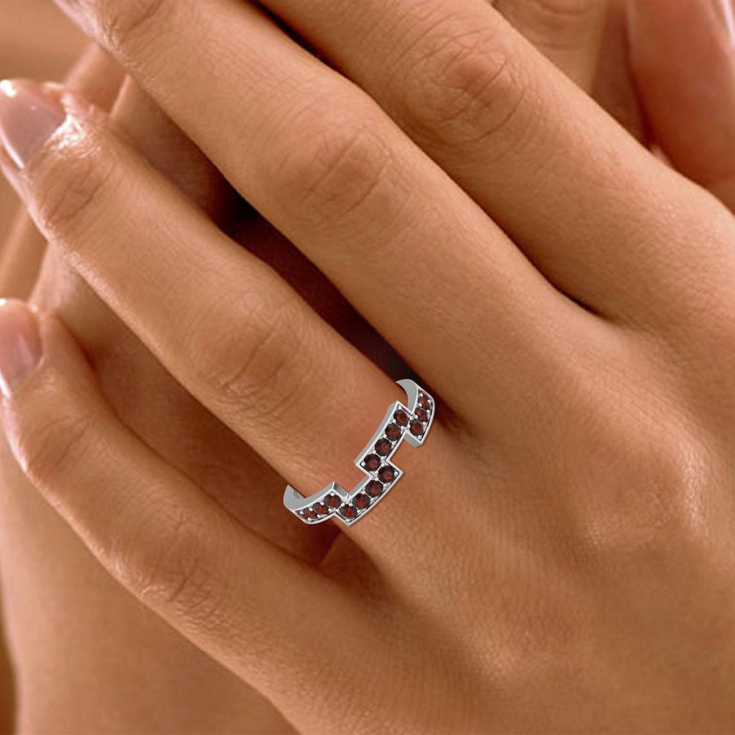 14 Karat Gold Roter Granat-Ring / Januar Geburtsstein-Ring für Ihr im Zustand „Neu“ im Angebot in Jaipur, RJ