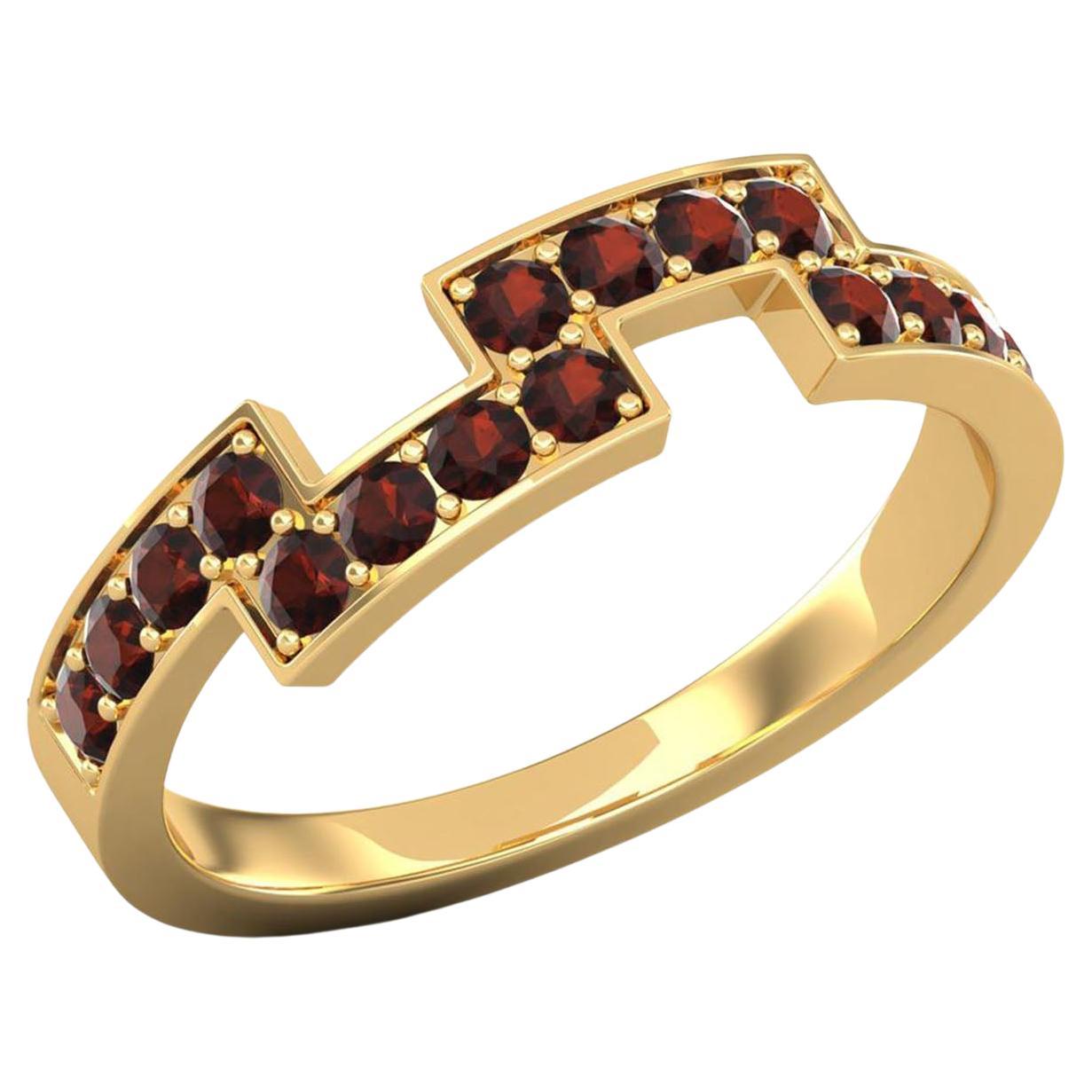 14 Karat Gold Red Garnet Ring / January Birthstone Ring Band / Ring for Her For Sale