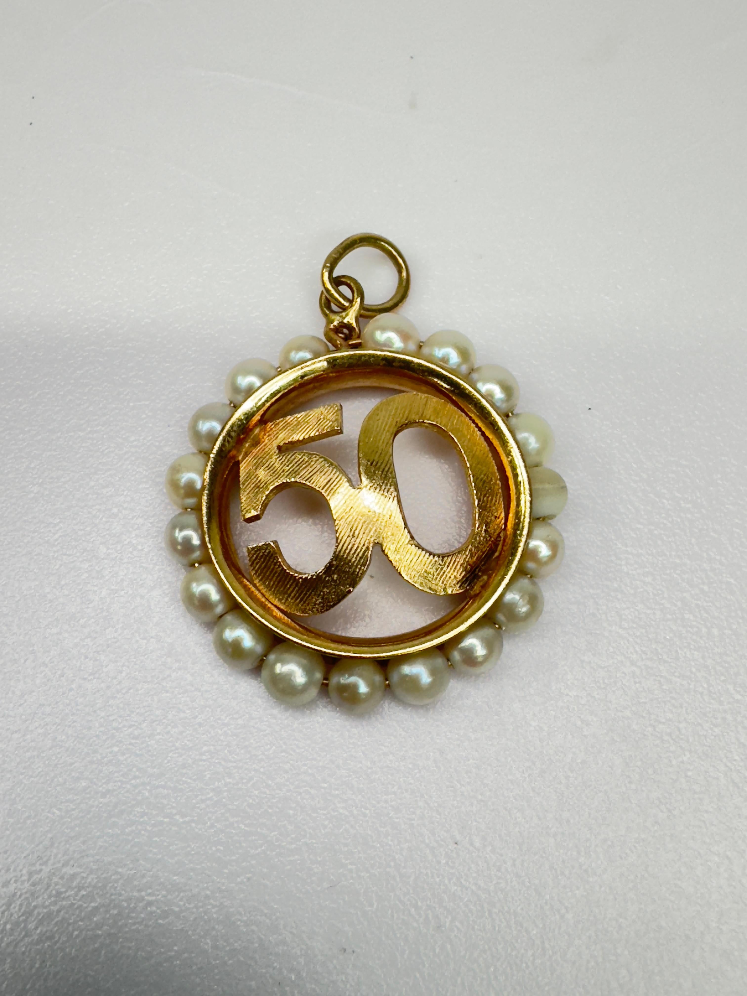 Ciondolo Rembrandt 50 Ring of Pearls in oro 14 carati in vendita 1