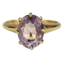 14 Karat Gold Ring Amethyst Claw Set Victorian