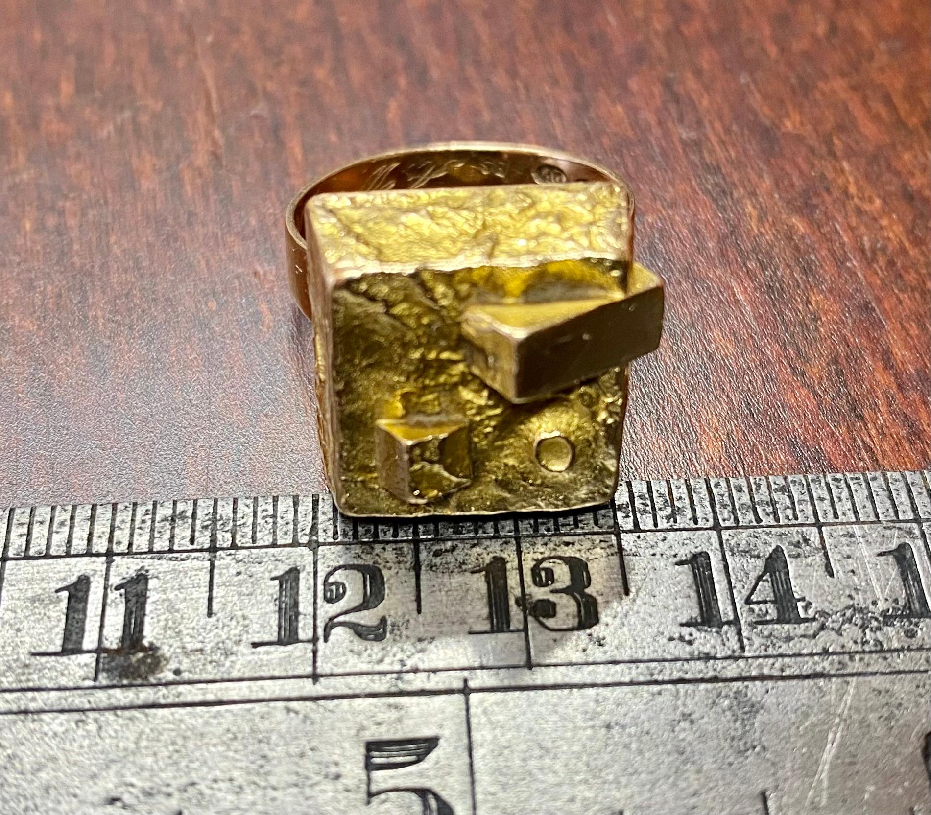 Women's or Men's 14 Karat Gold Ring Boris Sarvala. N. Westerback Helsinki 1957 Finland For Sale