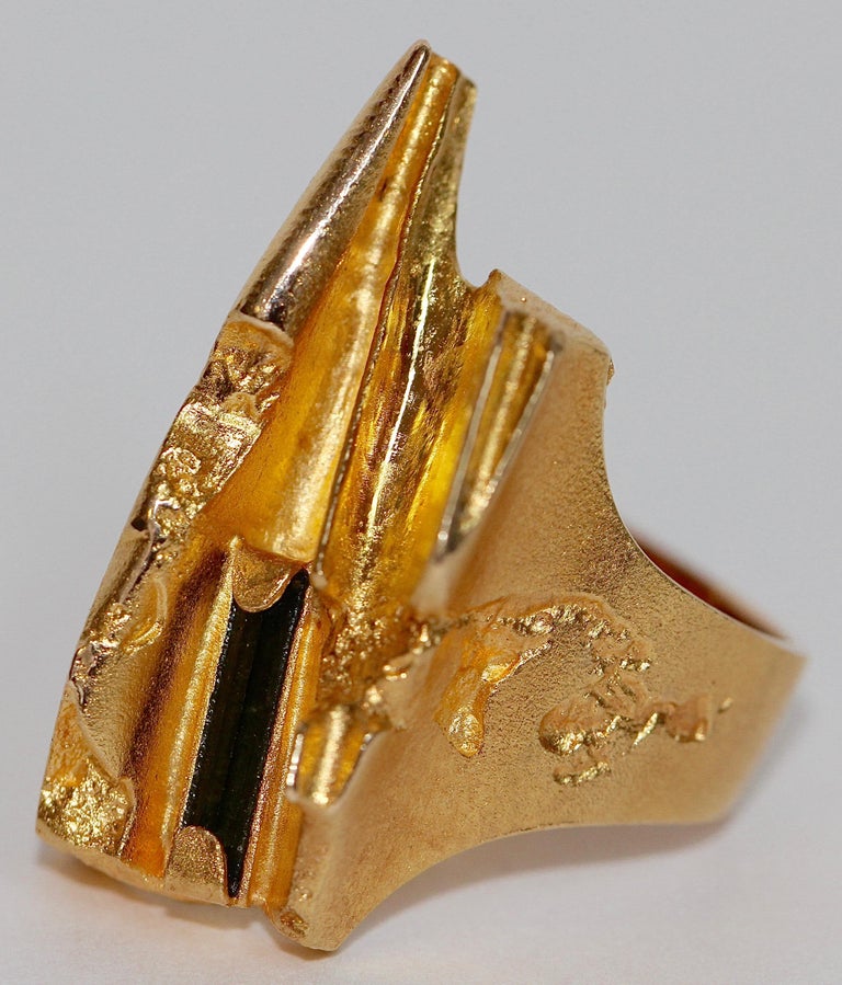 14 Karat Gold Ring Lapponia Design Björn Weckström with Tourmaline For
