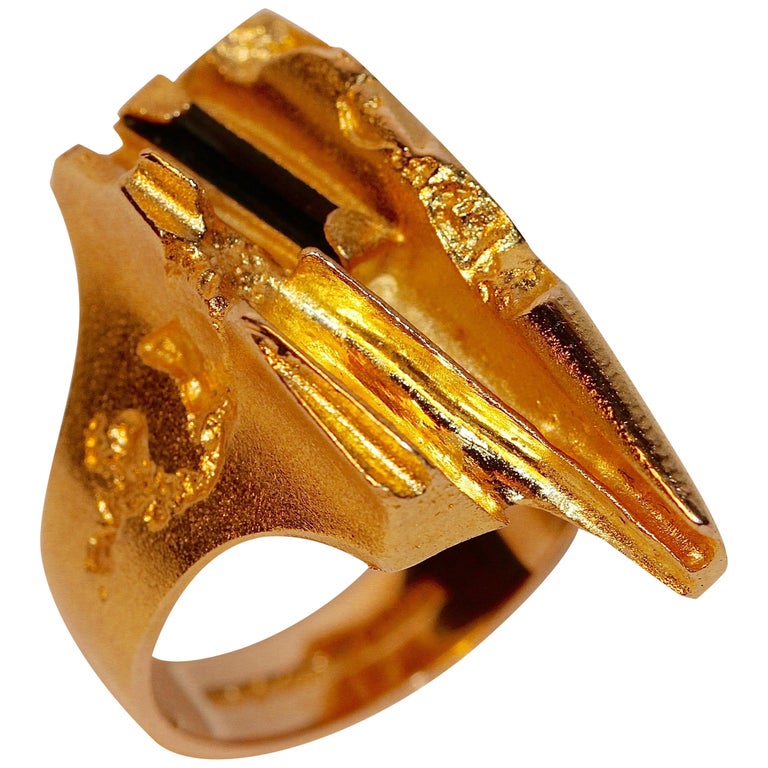 14 Karat Gold Ring Lapponia Design Björn Weckström with Tourmaline at  1stDibs