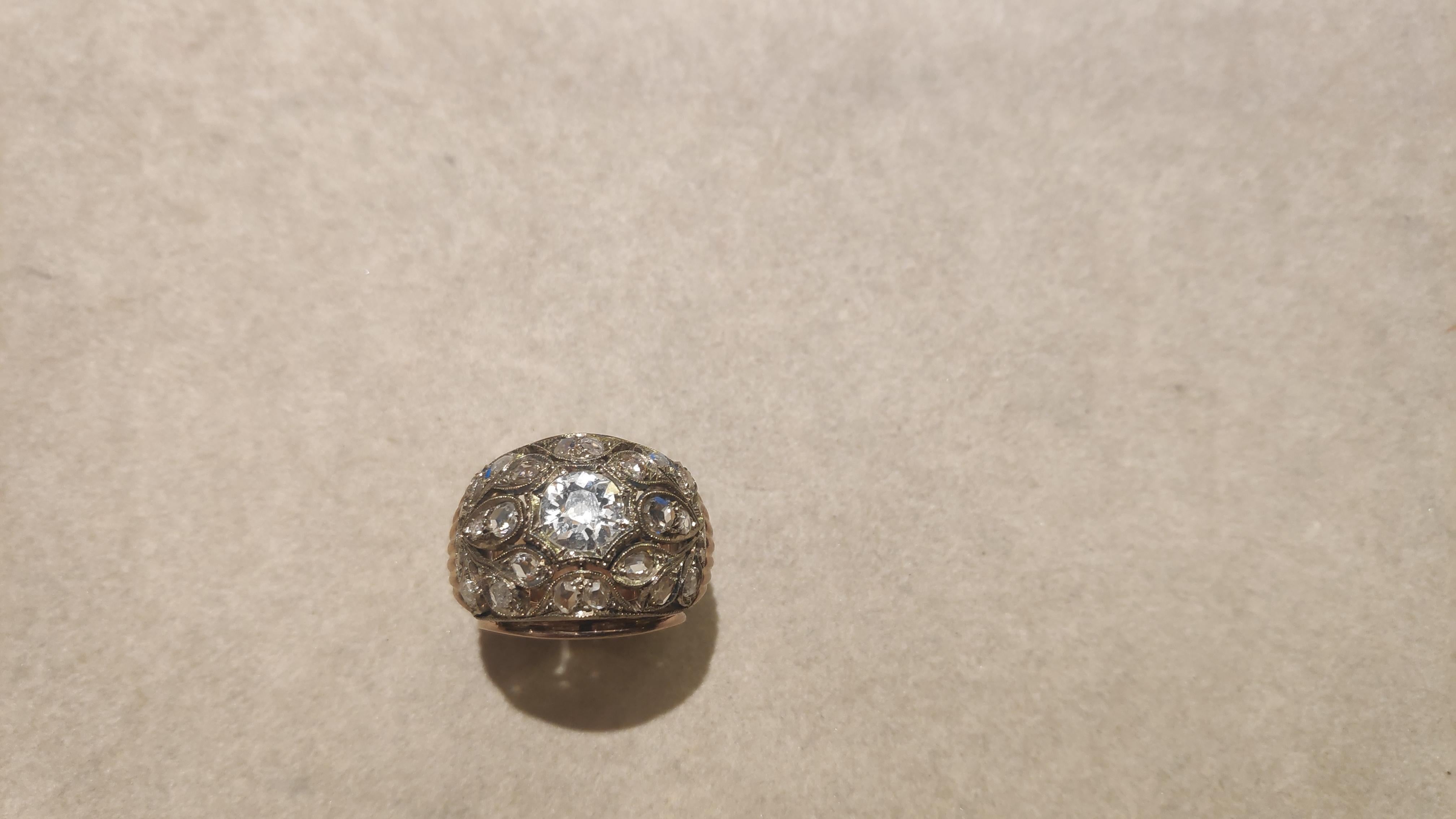14 Karat Gold Ring, Old Cut Diamond 1.40 Ct 4